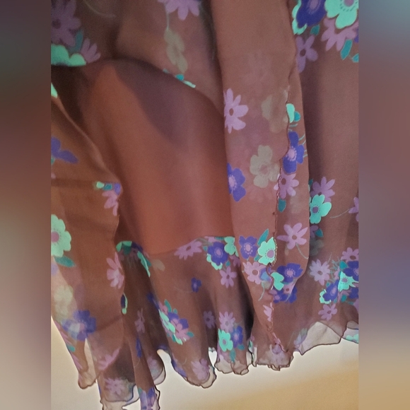 Nougat London A-Line Skirt - Brown with Blue and Green Floral - Picture 4 of 10